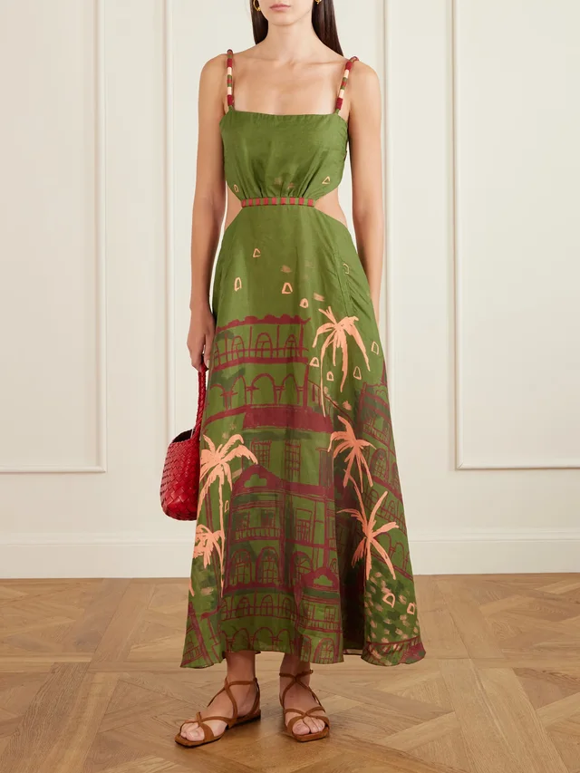 JOHANNA ORTIZ Sailors Prayer printed woven maxi dress in Green, photo 2 of 2 from NET-A-PORTER (Canada)