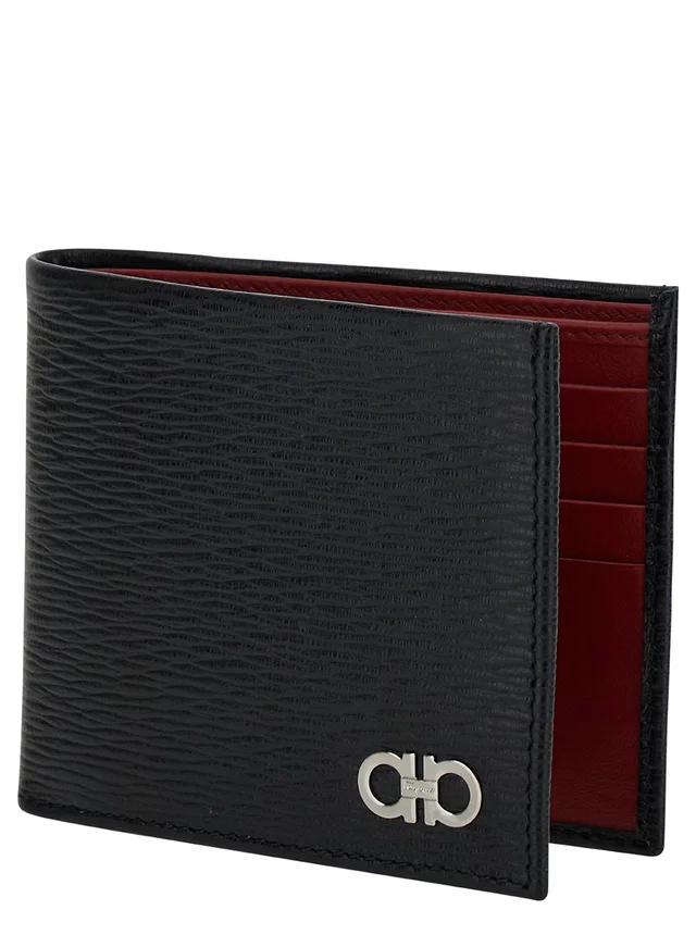 Ferragamo Revival Wallet — Black Calf Leather in Black Calfskin from HEWI