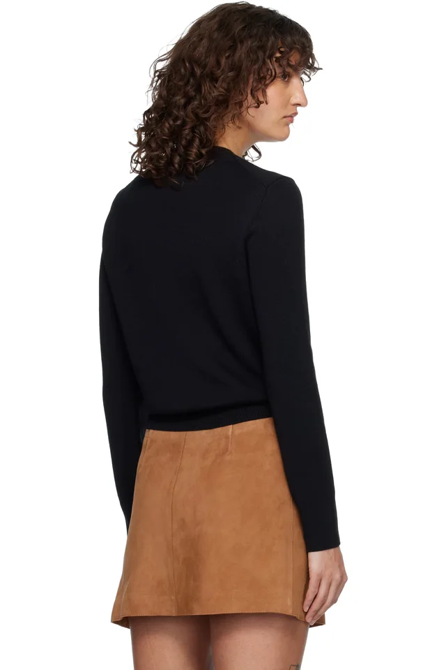 AMI Paris Black Wool Ami De Coeur Crewneck Sweater, photo 3 of 4 from SSENSE