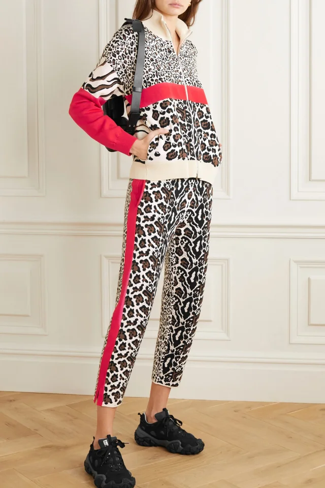Stella McCartney Leopard-Print Intarsia-Knit Track Pants in Multicolor, photo 2 of 8 from THE OUTNET