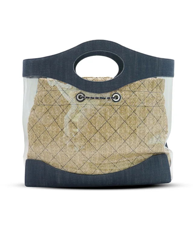 Chanel DENIM PVC Shopper Tote with Raffia Insert in Raffia from Luxury Promise, photo 2 of 12