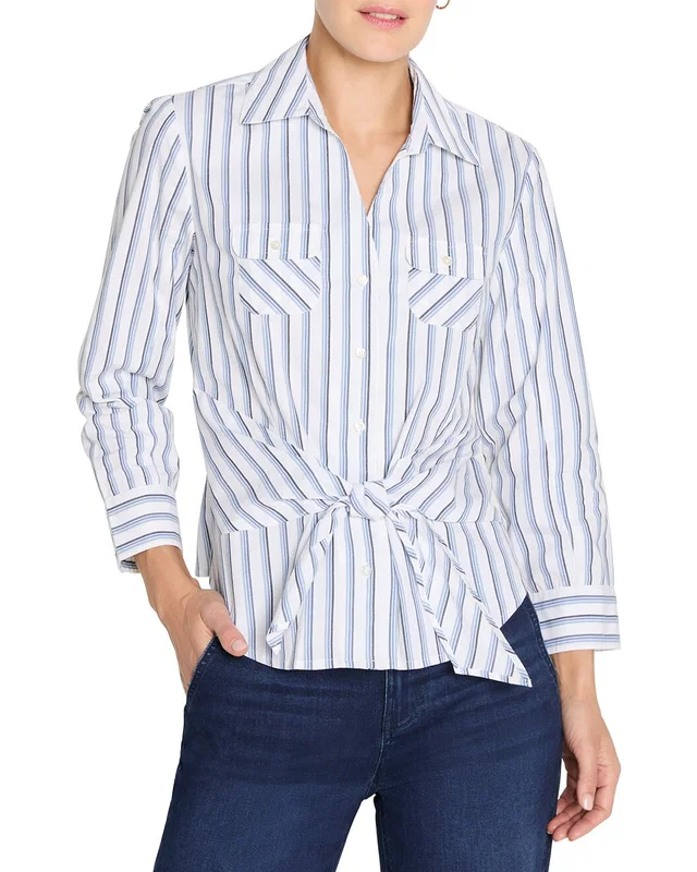 NIC+ZOE Striped Iconic Tie Front Shirt, image 1 of 1 from Gilt