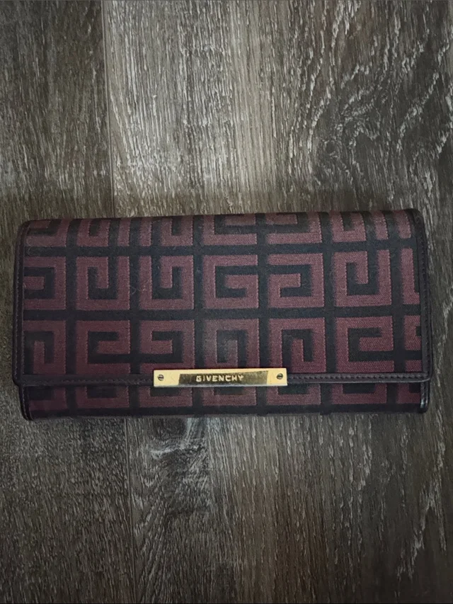 Givenchy Burgundy And Black Monogram Fold Wallet in black|red Coated canvas from Poshmark, photo 1 of 1