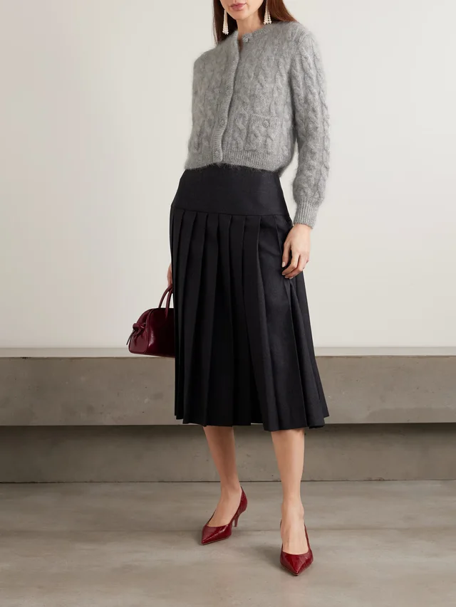 ALESSANDRA RICH Cropped sequin-embellished cable-knit cardigan in Grey, photo 2 of 2 from NET-A-PORTER (Canada)