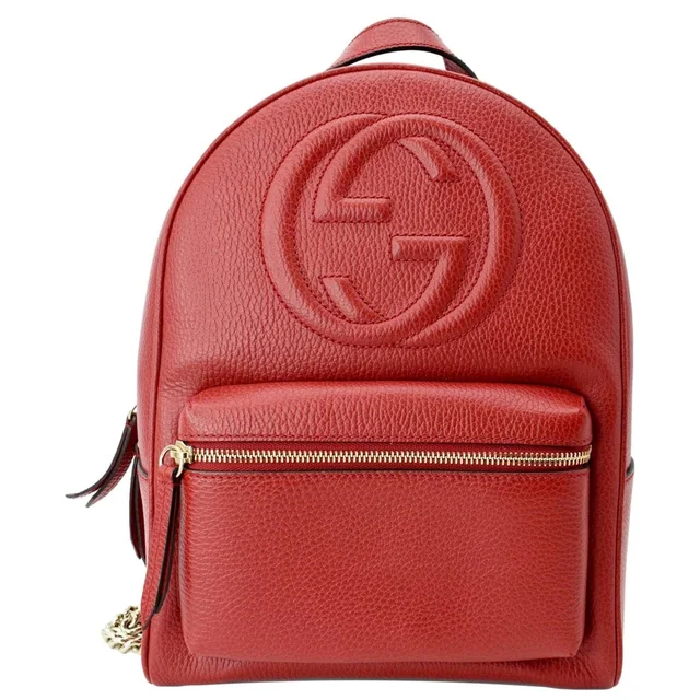 Gucci Soho Leather Chain Backpack Red 536192 in Red Leather from Dallas Designer Handbags