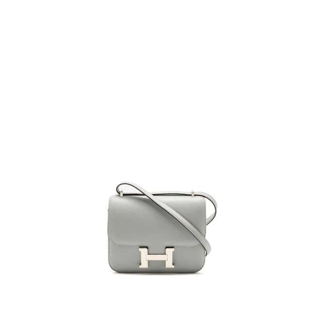 Hermès Mini Constance Epsom Gris Mouette SHW Stamp C in Grey Epsom leather from EMIER