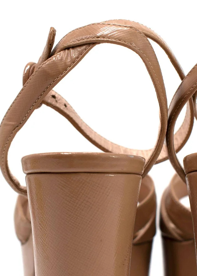 Prada Beige Textured Leather Platform Heels in Beige Leather from HEWI, photo 2 of 2