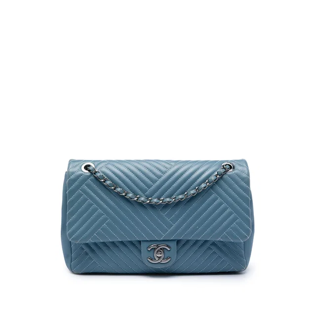 Blue Chanel Large Lambskin CC Crossing Flap Shoulder Bag in Blue Lambskin from Designer Revival