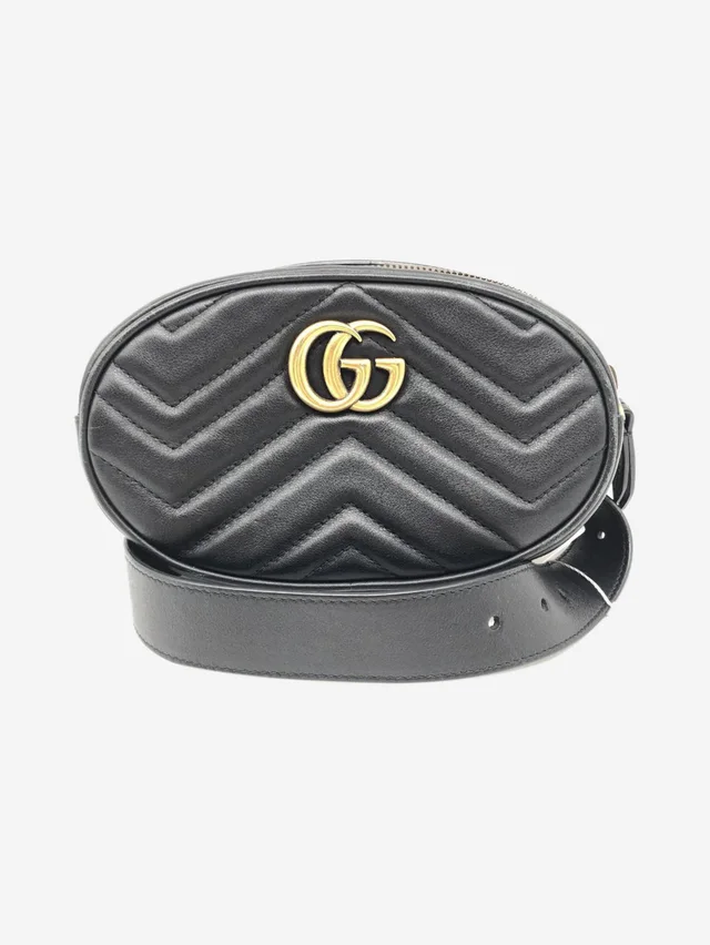 Gucci Black GG Marmont leather belt bag in Black Leather from Sign of the Times