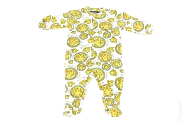 Versace Size 3-6M Months Baby Gold Medusa Bodysuit Romper in Gold from Bagriculture