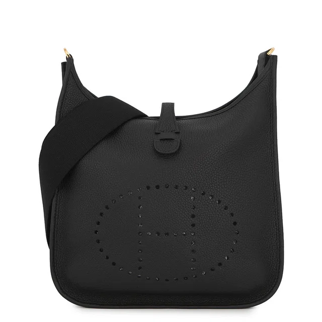Hermès Evelyne 3 Black Taurillon Clemence Size PM in Black Clemence leather from GALLERY RARE