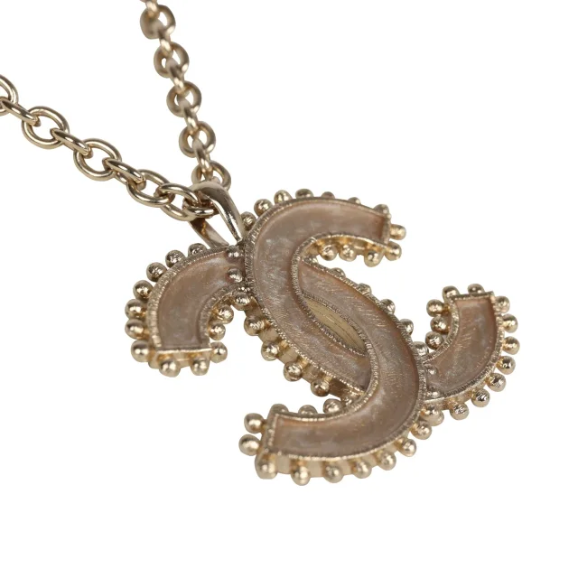 Chanel Large Resin Beaded CC Pendant Necklace Gold Tone Hardware in Resin from Madison Avenue Couture, photo 3 of 6