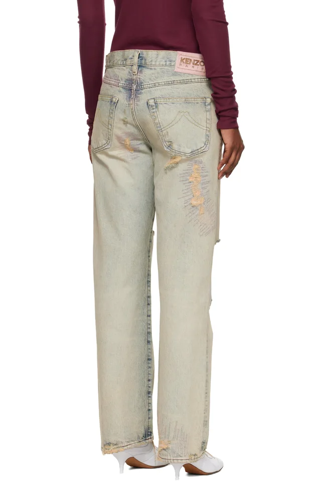 Blue Kenzo Paris Straight Jeans, photo 3 of 4 from SSENSE