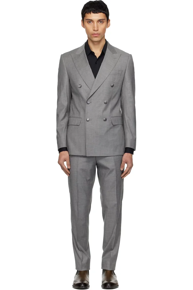 BOSS Gray Houndstooth Suit, image 1 of 1 from SSENSE
