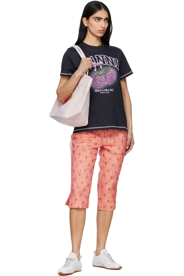 GANNI Pink Shibori Organza Capri Trousers, photo 4 of 4 from SSENSE