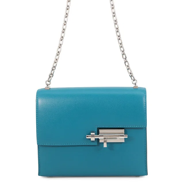 Hermès Veru Blue Izmir Tadelakt Leather Size Mini in Blue Leather from GALLERY RARE