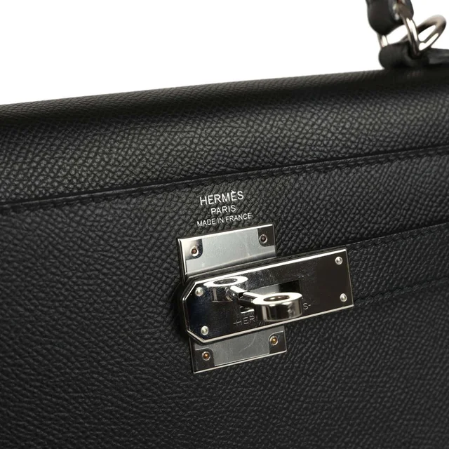 Hermès Kelly Sellier 28 Black Epsom Palladium Hardware in Black Epsom leather from Madison Avenue Couture, photo 7 of 9
