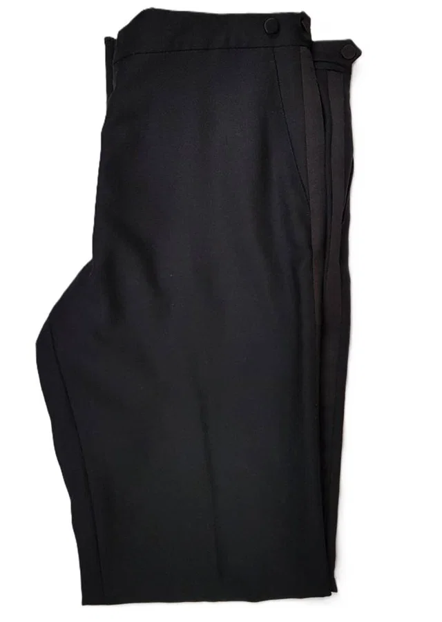 Burberry Side Stripe Trousers Black Size: 40" in Black Wool from Oxfam Online Shop