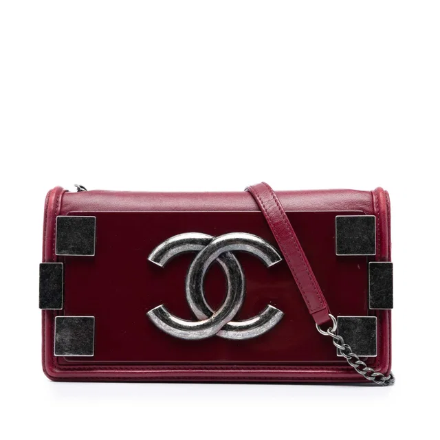 Red Chanel Lambskin and Acrylic Boy Brick Horizontal Flap Crossbody Bag in Red Lambskin from Designer Revival, photo 1 of 1