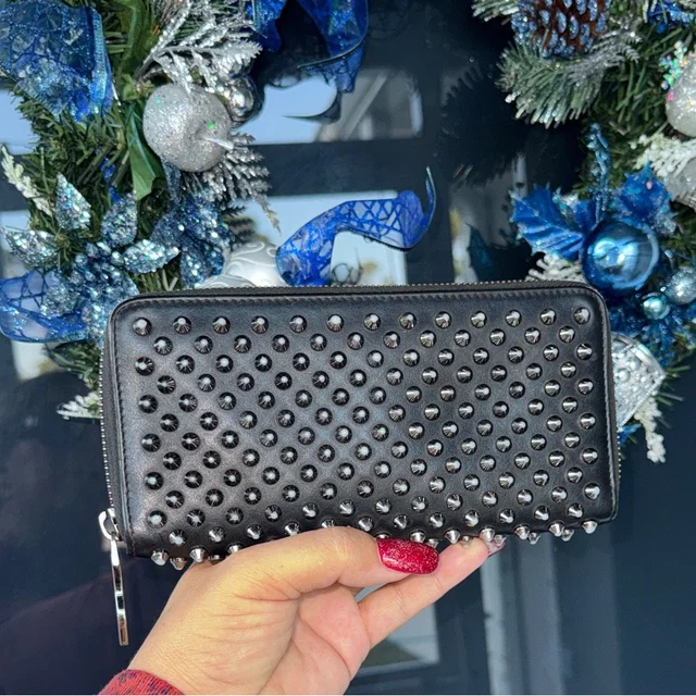 Christian Louboutin Studded Black Wallet in silver|black|gray from Poshmark