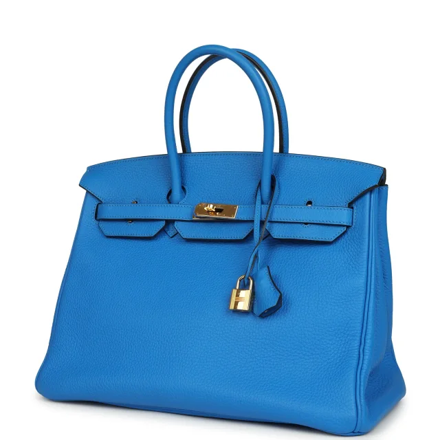 Hermès Birkin 35 Bleu Hydra Clemence Gold Hardware in Blue Clemence leather from Madison Avenue Couture, photo 5 of 9