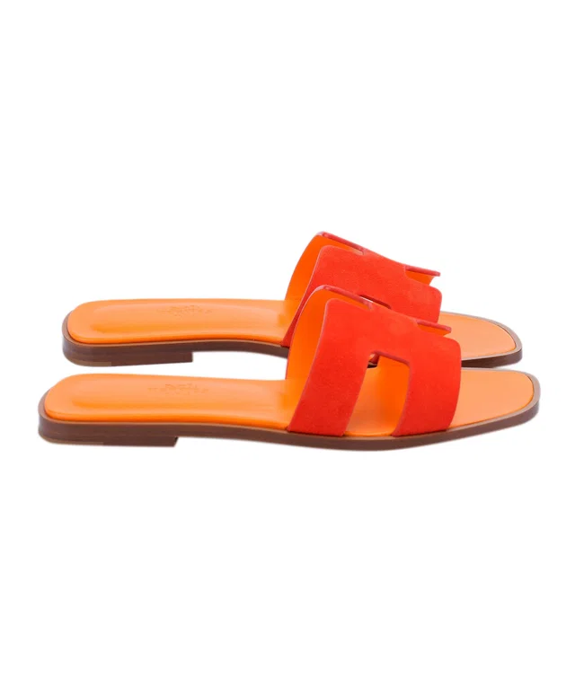 Hermès Oran Sandals 37 Rouge écarlate in Red Suede from Luxury Promise