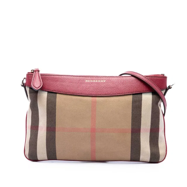 Brown Burberry House Check Canvas Derby Peyton Crossbody in Brown Canvas from Designer Revival