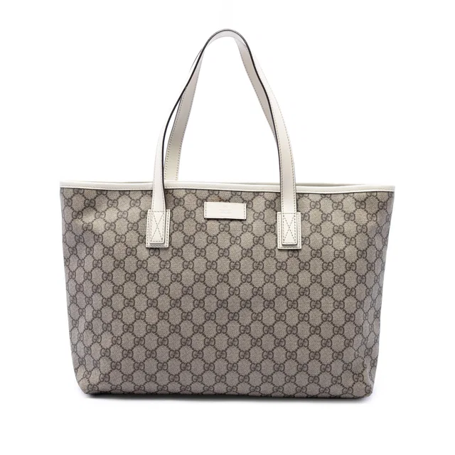 Beige Gucci Medium GG Supreme Tote in Beige Coated canvas from Designer Revival