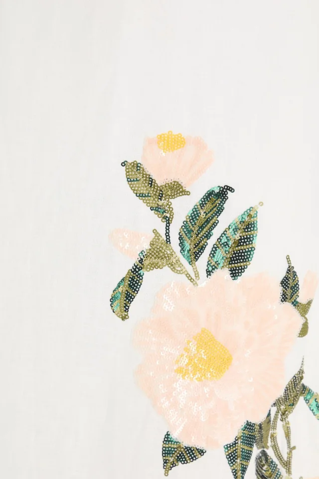 Zimmermann Sequin-Embellished Floral Linen Midi Skirt, photo 4 of 4 from THE OUTNET