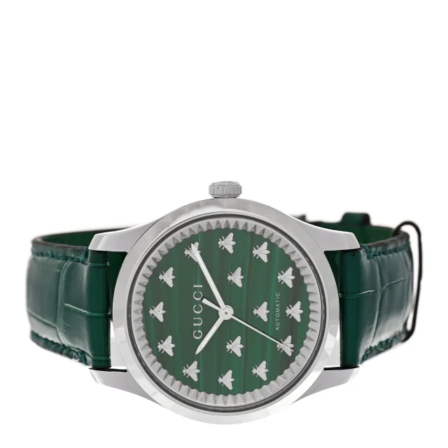 Gucci Stainless Steel Alligator Malachite 38mm G-Timeless Bee Automatic Watch in Crocodile from FASHIONPHILE, photo 2 of 5