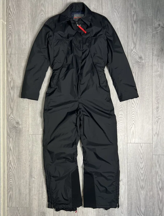 Prada Linea Rossa Black Insulated Nylon Jumpsuit Ski Overall, Men's (Size 32) in black Nylon from Grailed