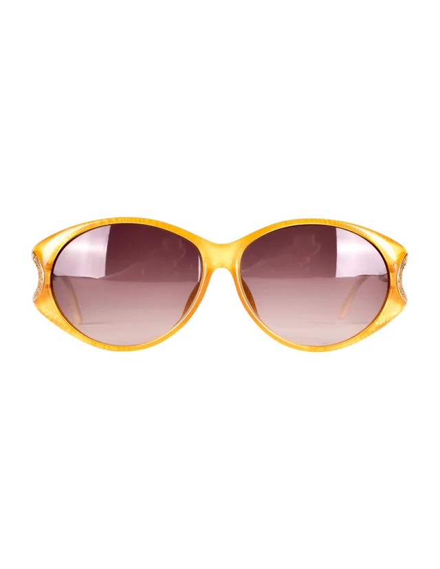 Dior Vintage Yellow Orange Amber Marbled Golden Cannage 2763 Sunglasses in Orange from Amarcord Vintage Fashion