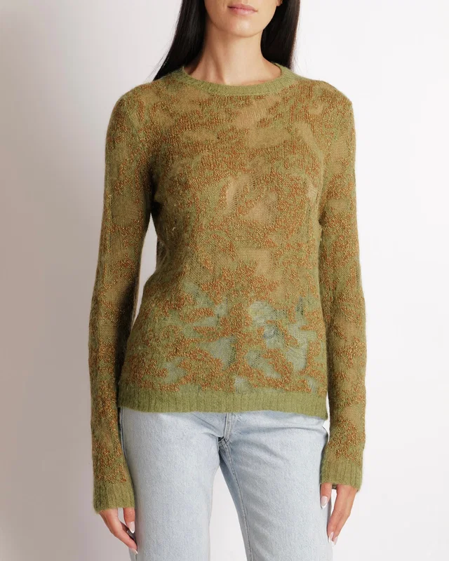 Dior Green, Brown and Gold Metallic Cashmere Jumper with Back CD Logo Detail Size FR 38 (UK 10) in Brown Cashmere from Sellier
