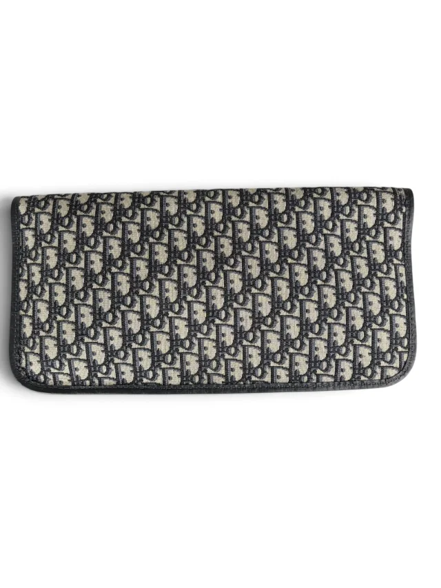 Dior Navy Oblique XL Fold Over Clutch in Navy Canvas from Season 2 Consign, photo 4 of 8