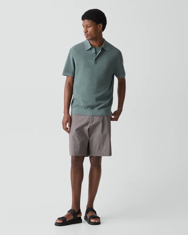 Theory Polo Shirt in Silk-Cotton in LIGHT PINE GROVE 70% Silk, 30% Cotton; Exclusive Of Elastic, photo 12 of 12 from Theory