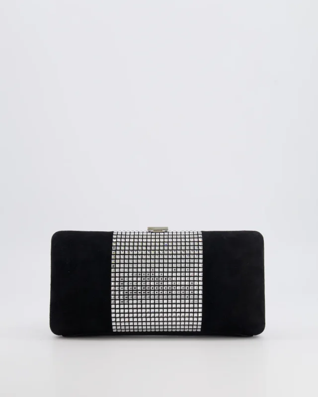 Chanel 2015 Paris-Dubai Black Suede Strass Crystal Clutch Bag with Crystal Embellished CC Logo in Black Suede from Sellier, photo 7 of 21