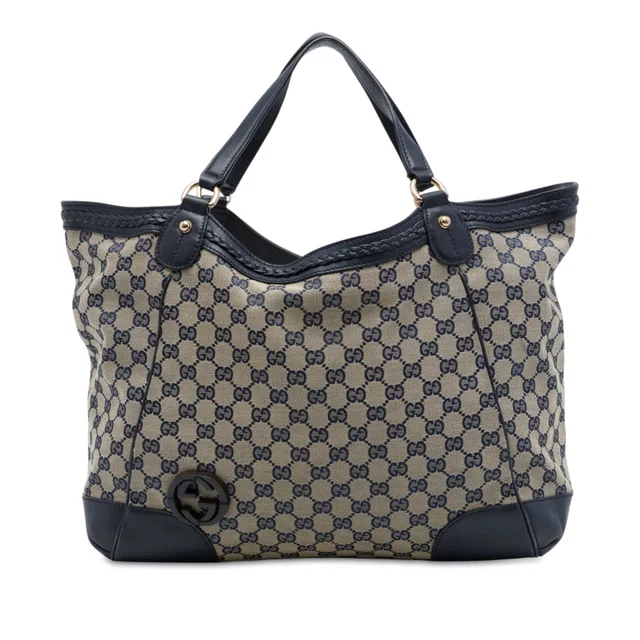 Beige Gucci Medium GG Canvas Brick Lane Tote in Beige Canvas from Designer Revival