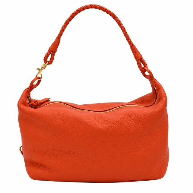 Bottega Veneta Orange Cervo Leather Braided Handle Hobo Bag from Clotheshorse Anonymous
