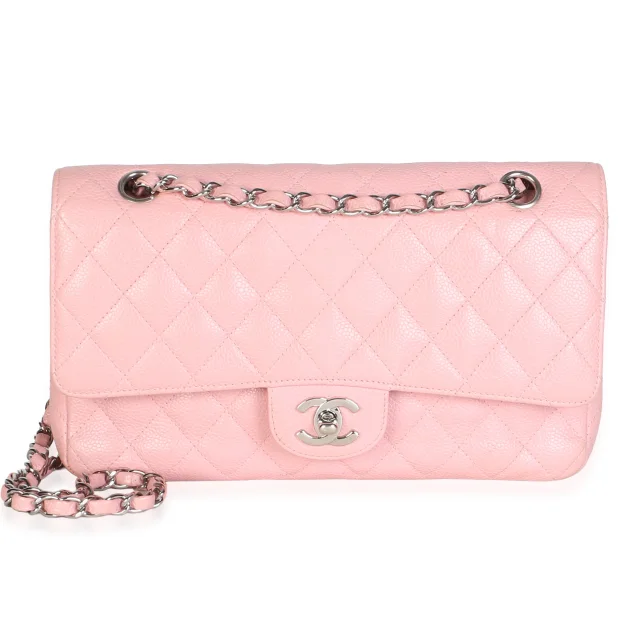 Chanel Quilted Caviar Medium Classic Double Flap Bag in Pink Caviar leather from myGemma
