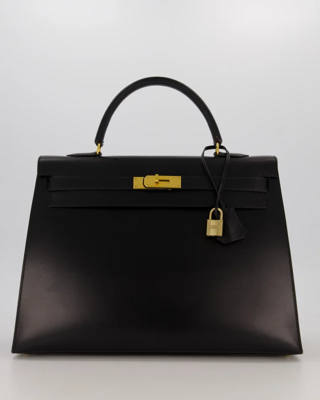 Hermès Vintage Kelly 35 Sellier Bag in Black Box leather from Sellier, photo 4 of 22