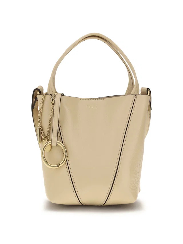Chloé Spin Shoulder Bag — Beige Calf Leather Bos Taurus in Beige Calfskin from HEWI