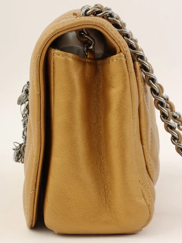 Chanel CC Mark Plate Chain Shoulder Bag, Gold, circa 2009 in Gold Leather from VINTAGE QOO TOKYO, photo 4 of 14