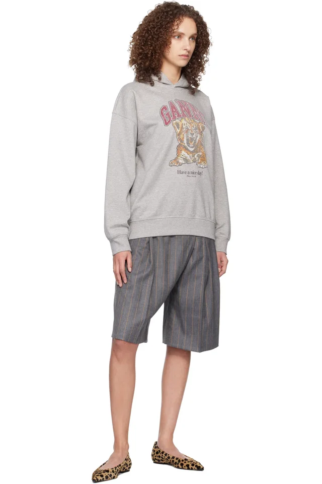 GANNI Gray Tiger Hoodie, photo 4 of 4 from SSENSE