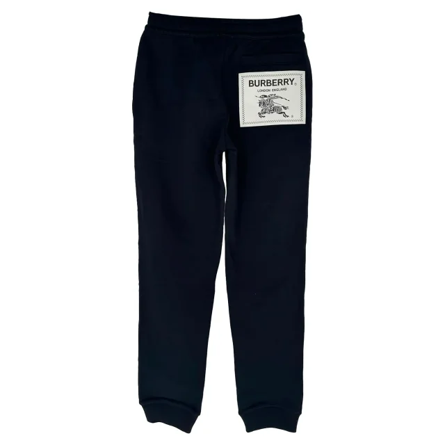 Burberry Equestrian Knight Patch Sweatpants in Black Cotton in black, photo 2 of 6 from ShopSimon