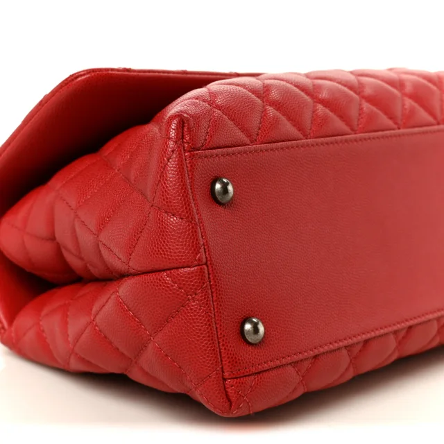 Chanel Caviar Quilted Small Coco Handle Flap Red in Red Caviar leather from FASHIONPHILE, photo 10 of 11