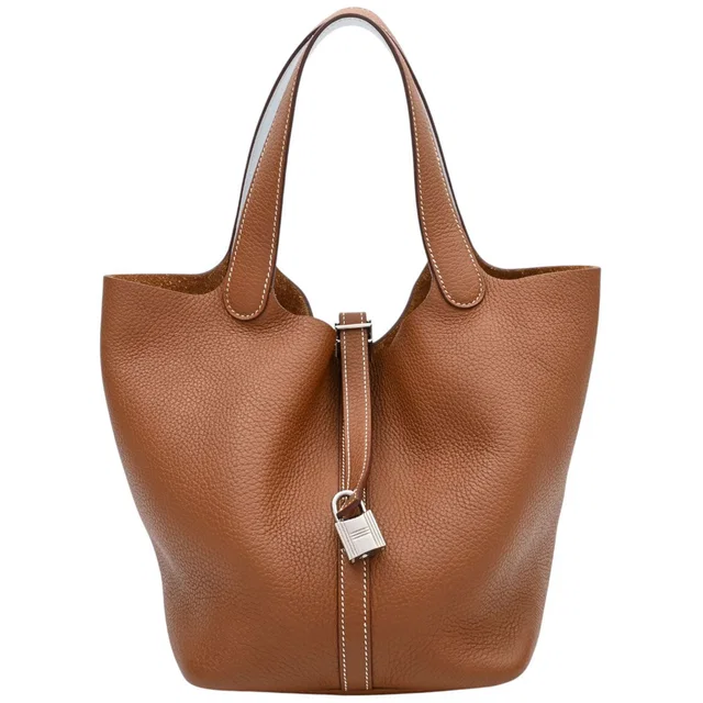 Hermès 2021 Picotin Lock Eclat MM Gold/Bleu Brume in Blue Clemence leather from VINTAGE QOO TOKYO