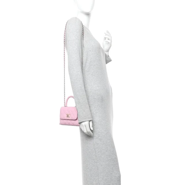 Chanel Caviar Quilted Coco Handle Clutch in Pink Caviar leather from FASHIONPHILE, photo 2 of 11