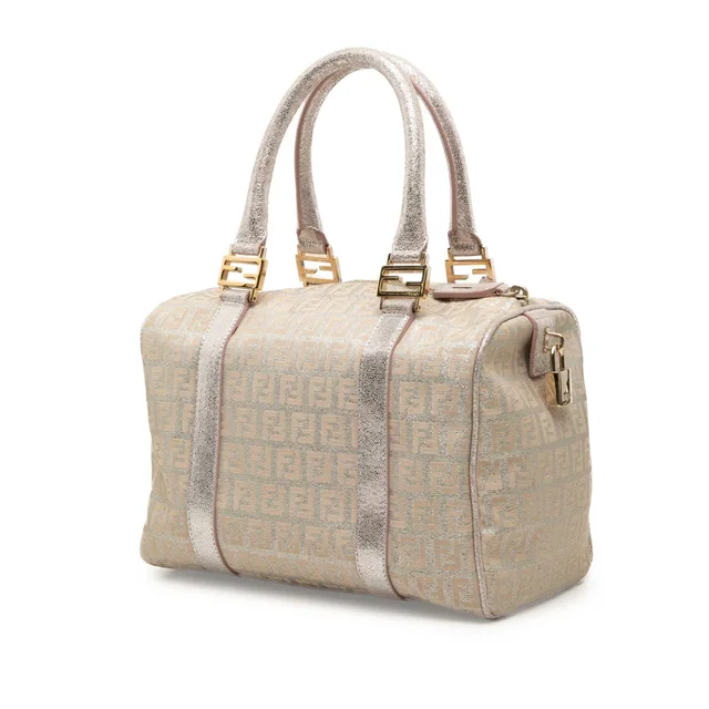 Fendi Small Zucchino Metallic Canvas Forever Bauletto Boston Bag in Canvas from Her-Age, photo 2 of 7