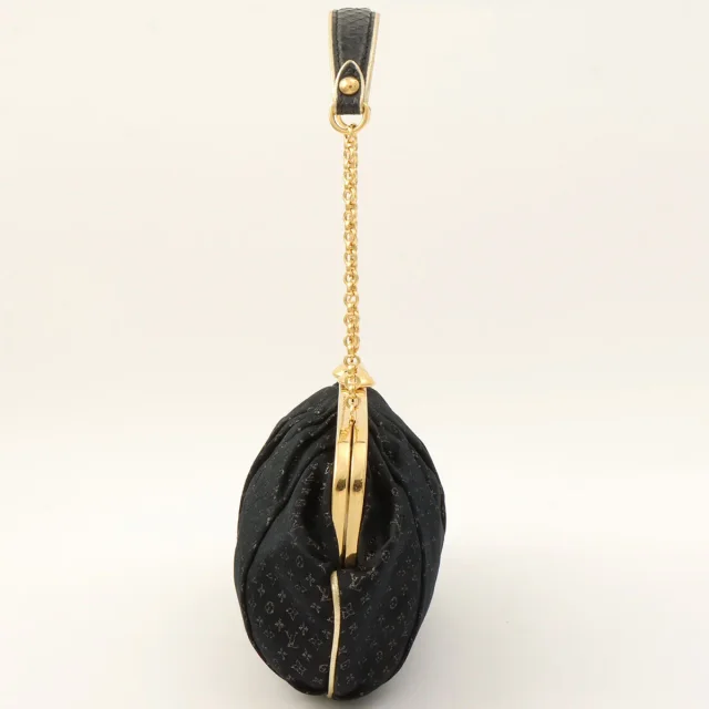 Louis Vuitton 2006 Monogram Satin Aumoniere Noir in Black Satin from VINTAGE QOO TOKYO, photo 5 of 10
