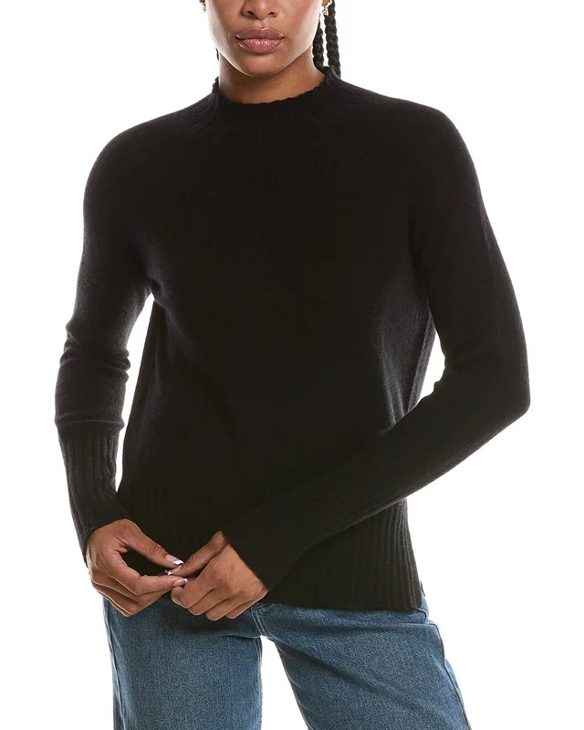 Forte Cashmere Basic Trim Low Funnel 100% Cashmere Pullover in //asset1.ruecdn.com/images/sw/141566/1415660662_RLSW_light grey.jpg, image 1 of 1 from Gilt